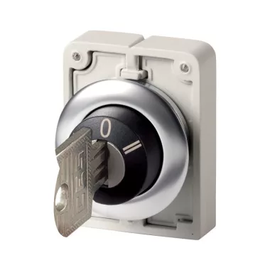 EATON 188148 Key-operated actuator, Flat Front, maintained, Suitable for master key systems, 3 positions, Key withdrawable: I, 0, II, Bezel: stainless steel