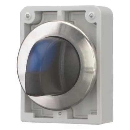   EATON 188192 Kapcsoló vezérlőfej, megvilágított, 3 állású, retesz. nélkül, rozsdamentes acél gyűrű, 40 fok, kék