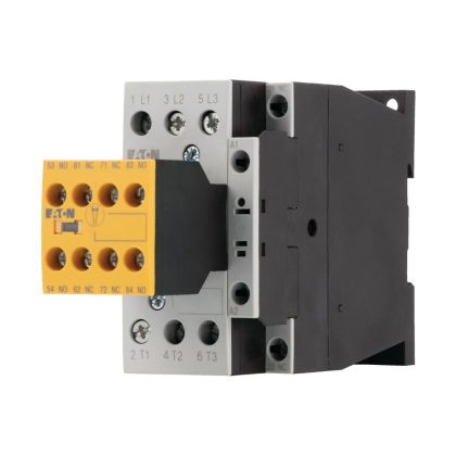 EATON 191711 Safety contactor, 380 V 400 V: 11 kW, 2 N/O, 3 NC, RDC 24: 24 - 27 V DC, DC operation, Screw terminals, with mirror contact. EATON 191711 Safety contactor, 380 V 400 V: 11 kW, 2 N/O, 3 NC, RDC 24: 24 - 27 V DC, DC operation, Screw terminals, with mirror contact.