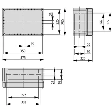 EATON 194584 CI szekrény, gyűjtősín 400A-ig, szakaszoló biztosíték 1x XNH00, Ma x Szé x Mé=250x375x225