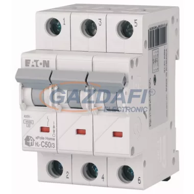 EATON 194796 xPole Home kismegszakító 4,5kA, 3P, 50A, C jelleggörbe