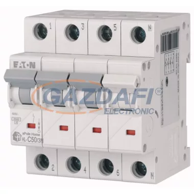 EATON 194816 xPole Home kismegszakító 4,5kA, 3P+N, 50A, C jelleggörbe