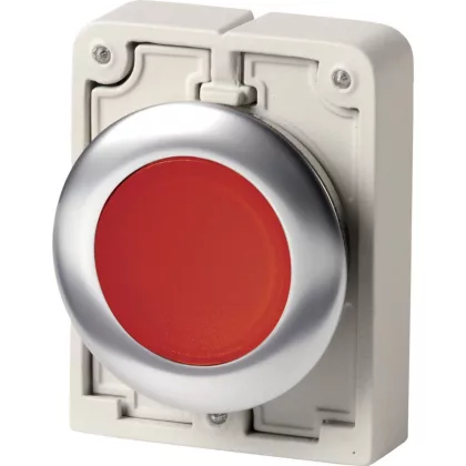 EATON 197012 Illuminated pushbutton actuator, RMQ-Titan, flat, momentary, red, blank, Front ring stainless steel