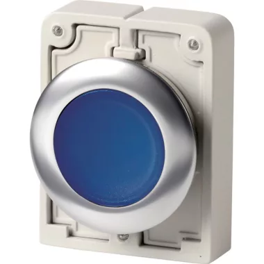 EATON 197014 Illuminated pushbutton actuator, RMQ-Titan, flat, momentary, Blue, blank, Front ring stainless steel