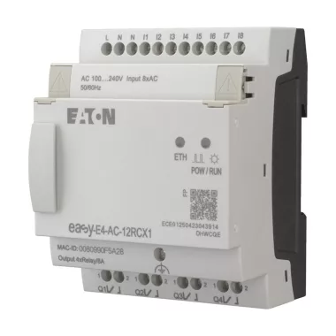 EATON 197216 Control relays, easyE4 (expandable, Ethernet), 100 - 240 V AC, 110 - 220 V DC (cULus: 100 - 110 V DC), Inputs Digital: 8, screw terminal