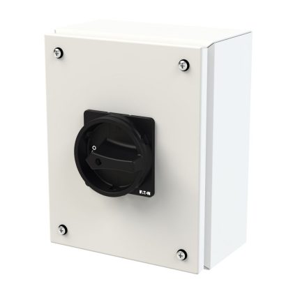 EATON 197375 Main switch, P3, 100 A, surface mounting, 3 pole + N, STOP function, With black rotary handle and locking ring, Lockable in the 0 (Off) position, in s