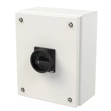 EATON 197448 Main switch, T0, 20 A, surface mounting, 4 contact unit(s), 6 pole, 1 N/O, 1 N/C, STOP function, With black rotary handle and locking ring, Lockable i