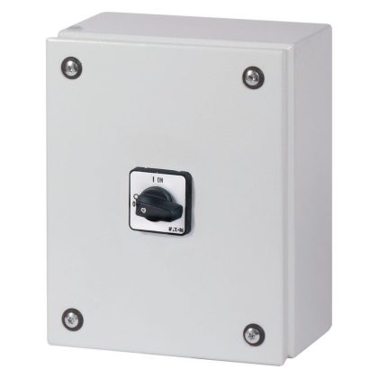 EATON 197472 T3, 32 A, surface mounting, 4 contact unit(s), 90 °, maintained, 0-1, in steel enclosure, Design number 15682
