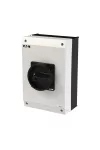EATON 207347 Main switch, P3, 63 A, surface mounting, 3 pole + N, 1 N/O, 1 N/C, STOP function, With black rotary handle and locking ring, Lockable in the 0 (Off) p