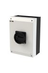 EATON 207377 Main switch, P3, 100 A, surface mounting, 3 pole + N, 1 N/O, 1 N/C, STOP function, With black rotary handle and locking ring, Lockable in the 0 (Off)