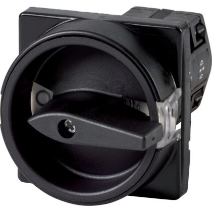 EATON 215353 Control circuit switches, TM, 10 A, flush mounting, Contacts: 4, STOP function, With black rotary handle and locking ring, Lockable in the 0 (Off) pos