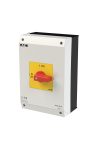 EATON 255899 On-Off switch, P3, 63 A, surface mounting, 3 pole, Emergency switching off function, with red thumb grip and yellow front plate, UL/CSA
