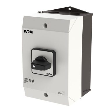 EATON 264010 On-Off switch, T3, 32 A, surface mounting, 4 contact unit(s), 7-pole, with black thumb grip and front plate, UL/CSA