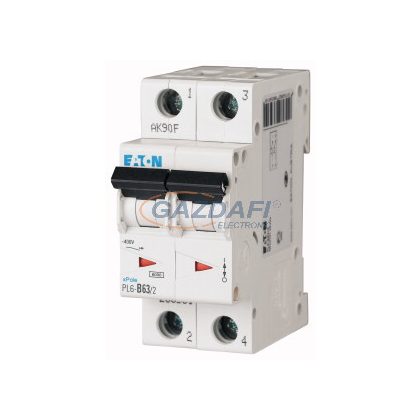   EATON 286561 Kismegszakító, 6kA 2 pólus 63A, B karakterisztika, PL6-B63/2