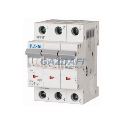 EATON 286589 Kismegszakító, 6kA 3 pólus 16A, B karakterisztika, PL6-B16/3