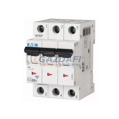   EATON 286590 Kismegszakító, 6kA 3 pólus 20A, B karakterisztika, PL6-B20/3