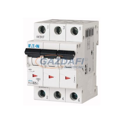 EATON 286591 Kismegszakító, 6kA 3 pólus 25A, B karakterisztika, PL6-B25/3