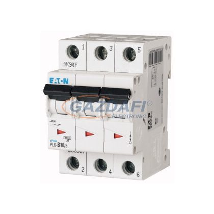   EATON 286599 Kismegszakító, 6kA 3 pólus 10A, C karakterisztika, PL6-C10/3