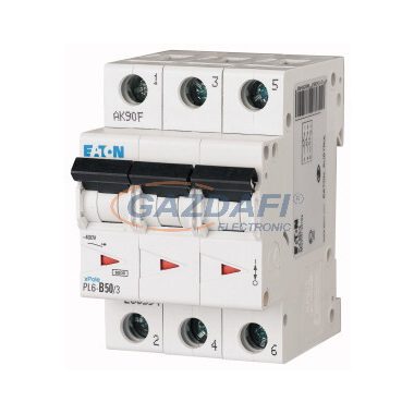 EATON 286606 Kismegszakító, 6kA 3 pólus 50A, C karakterisztika, PL6-C50/3