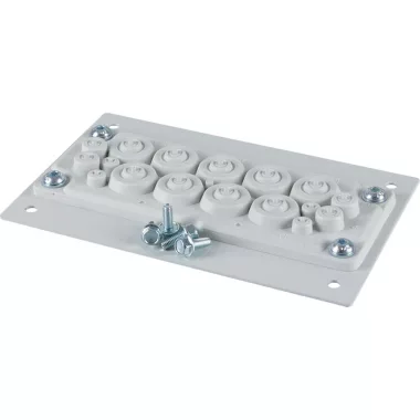 EATON 300956 Kábelkarima IP66, fém, perforálható betét kör alakú kivágásokkal 14xØ11, 8xØ15, 2xØ28
