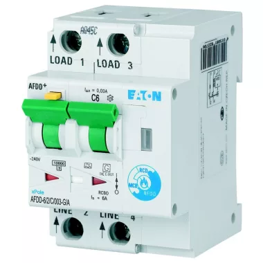 EATON MB-300138 Arc Fault Detection Device, 2p, C, 6 A, 30 mA, type G/A EATON MB-300138 Arc Fault Detection Device, 2p, C, 6 A, 30 mA, type G/A