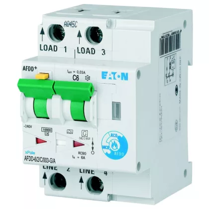 EATON MB-300138 Áram-védőkapcsoló túláram- és ívhiba elleni védelemmel, In=6A, C kar, 10kA, Idn=0,03A, G/A típus EATON MB-300138 Áram-védőkapcsoló túláram- és ívhiba elleni védelemmel, In=6A, C kar, 10kA, Idn=0,03A, G/A típus