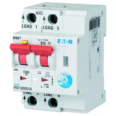 EATON MB-300162 Arc Fault Detection Device, 2p, B, 10 A, 30 mA, type G/A EATON MB-300162 Arc Fault Detection Device, 2p, B, 10 A, 30 mA, type G/A