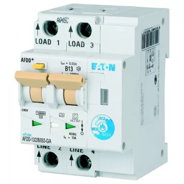 EATON MB-300165 Arc Fault Detection Device, 2p, B, 13 A, 30 mA, type G/A EATON MB-300165 Arc Fault Detection Device, 2p, B, 13 A, 30 mA, type G/A