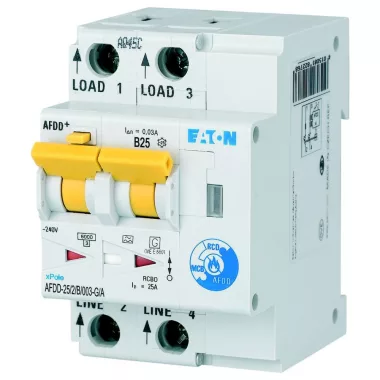 EATON MB-300173 Arc Fault Detection Device, 2p, B, 25 A, 30 mA, type G/A EATON MB-300173 Arc Fault Detection Device, 2p, B, 25 A, 30 mA, type G/A