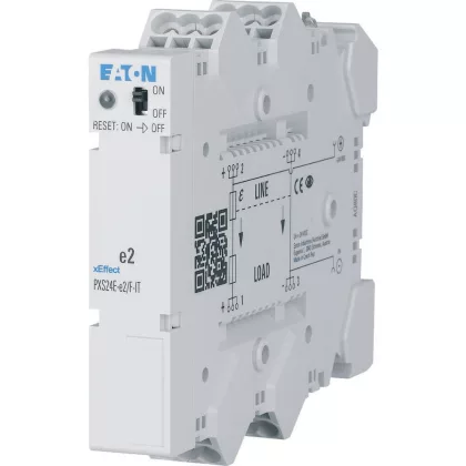   EATON PXS24E02A001 Elektr. megszakító Un=24V DC, In=2A, tápellátás csatlakozósínen és push-in tápcsatl. keresztül