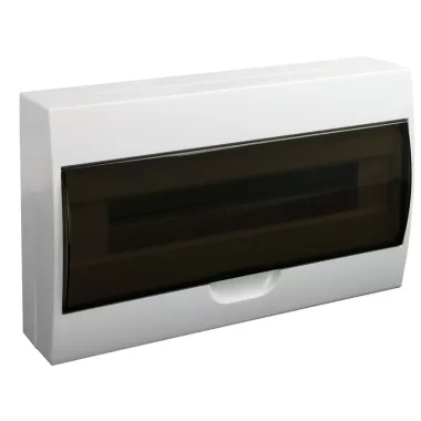 TRACON EDFK-18/1 Falon kívüli elosztódoboz, füstszínű ajtóval, N/PE sínnel 1×18 modul, IP40, (H×W×D=220×364×96mm)