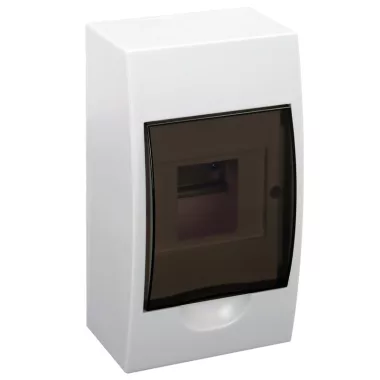 TRACON EDFK-4/1 Falon kívüli elosztódoboz, füstszínű ajtóval, N/PE sínnel 1×4 modul, IP40, (H×W×D=200×112×92mm) TRACON EDFK-4/1 Falon kívüli elosztódoboz, füstszínű ajtóval, N/PE sínnel 1×4 modul, IP40, (H×W×D=200×112×92mm)