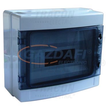 Cutie de distribuție pe perete TRACON EDFKIP65-12_1 cu ușă transparentă, cu șină N / PE, modul 1x12, 300x260x140mm, IP65, 660V AC