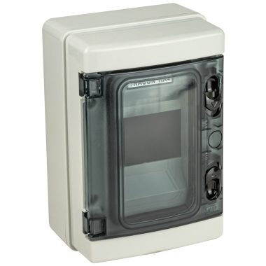 TRACON EDFKIP65-4/1 Falon kívüli elosztódoboz, átlátszó ajtóval, N/PE sínnel 1×4 mod, H×W×