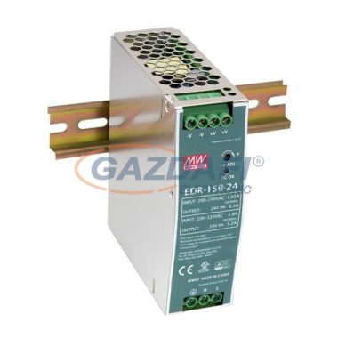 Mean Well EDR-150-24 DIN sínre szerelhető kapcsolóüzemű tápegység, 150 W, 24 V
