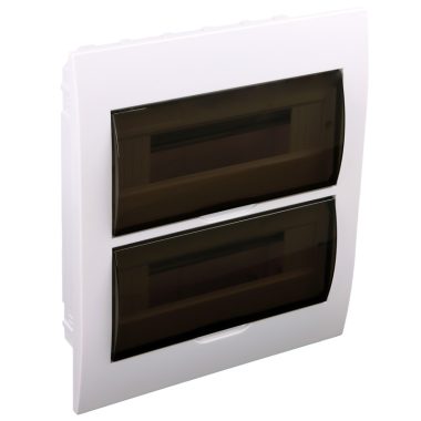 TRACON EDS-12/2 Süllyesztett elosztódoboz, füstszínű ajtóval, N/PE sínnel 2×12 (24) modul, IP40, (H×W×D=310×257×76mm)