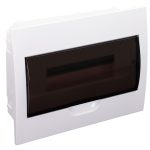 TRACON EDS-12/1 Süllyesztett elosztódoboz, füstszínű ajtóval, N/PE sínnel 1×12 modul, IP40