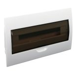 TRACON EDS-18/1 Süllyesztett elosztódoboz, füstszínű ajtóval, N/PE sínnel 1×18 modul, IP40