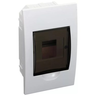 TRACON EDS-4-1 Süllyesztett elosztódoboz, füstszínű ajtóval, N/PE sínnel