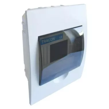 TRACON EDS-6-1 Cutie de distribuție încastrată cu ușă fumurie, șină N / PE