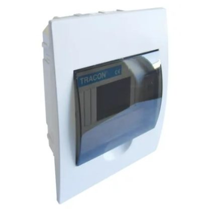   TRACON EDS-6-1 Cutie de distribuție încastrată cu ușă fumurie, șină N / PE