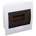 TRACON EDS-8/1 Süllyesztett elosztódoboz, füstszínű ajtóval, N/PE sínnel 1×8 modul, IP40, 