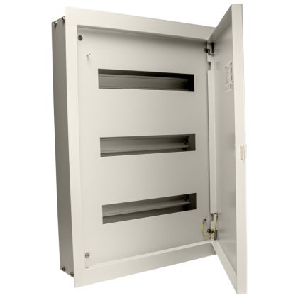 TRACON EDSF-16/3 Fém elosztódoboz süllyesztett, maszkos, fehér 3×16 mod, H×W×D=626×464×115