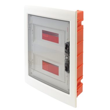 TRACON EDSS-12-2 Cutie de distribuție încastrată cu ușă plină fumurie cu șină N / PE