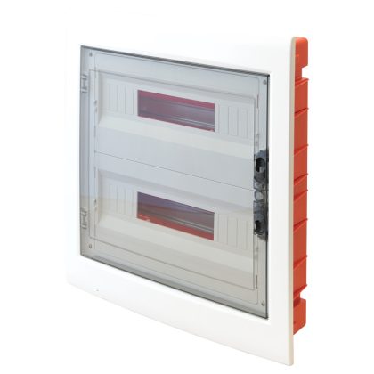 TRACON EDSS-18/2 Süllyesztett elosztódoboz, füstszínű-sík ajtóval, NPE nélkül 2×18 (36) mo