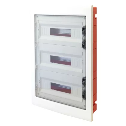   TRACON EDSS-18/3 Süllyesztett elosztódoboz, füstszínű-sík ajtóval, NPE nélkül 3×18 (54) modul, IP40, (H×W×D=655×440×90mm)