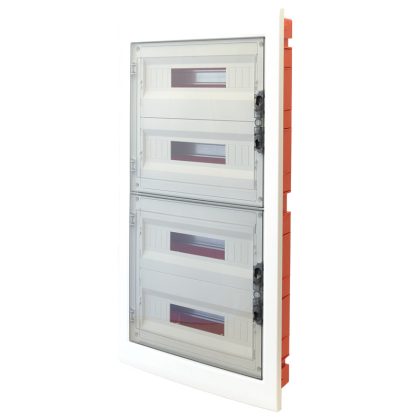 TRACON EDSS-18/4 Süllyesztett elosztódoboz, füstszínű-sík ajtóval, NPE nélkül 4×18 (72) mo