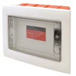   TRACON EDSS-8/1 Süllyesztett elosztódoboz, füstszínű-sík ajtóval, NPE nélkül 1×8 (8) modul, IP40, (H×W×D=180×220×88mm)