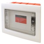 TRACON EDSS-8/1 Süllyesztett elosztódoboz, füstszínű-sík ajtóval, NPE nélkül 1×8 (8) modul