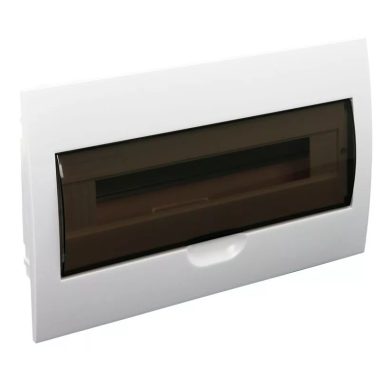 TRACON EDS/18-1 elosztódoboz, süllyesztett, füstszínű ajtóval, N/PE sínnel, 1×18 modul, IP40, 240×380×70mm